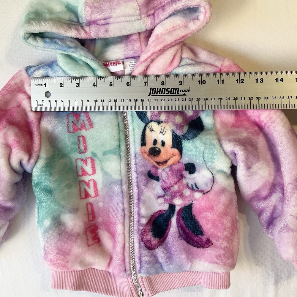 Disney Junior Minnie Mouse Faux Fur Hoodie Jacket Toddler Girl Size 3T Pink Soft - Picture 4 of 9